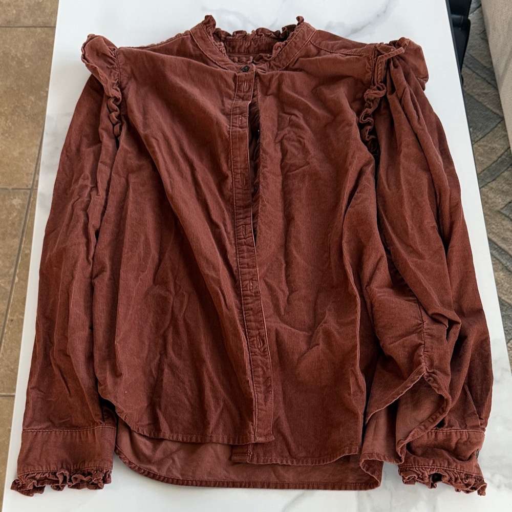 GAP Ruffled Brown Blouse